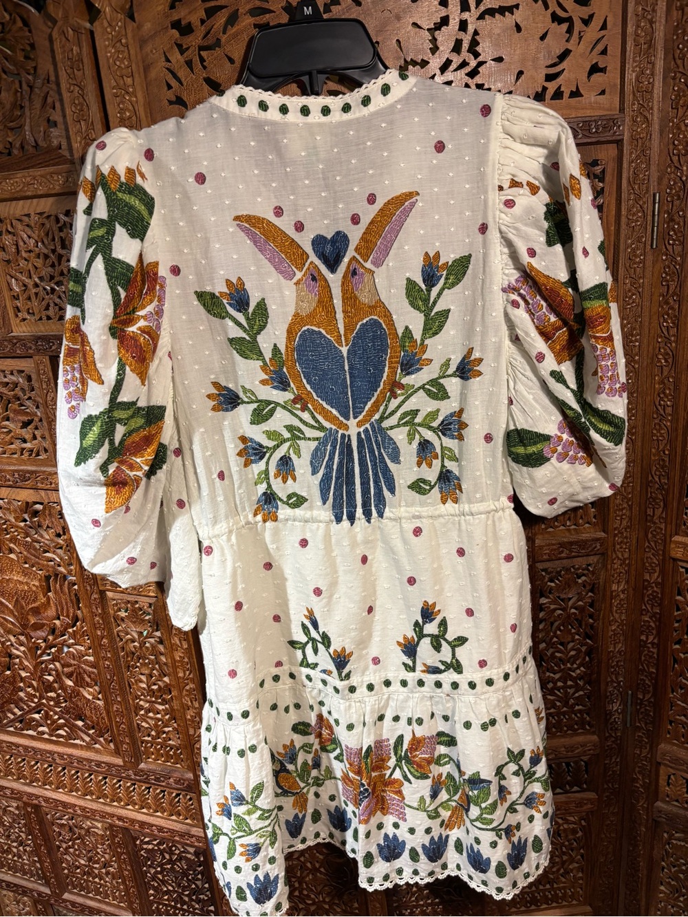 FARM Rio White Floral Print V-Neck Tunic Dress with Multicolor Blooms - Picture 3 of 3